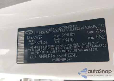 2023 Hyundai Elantra Limited z USA, uszkodzony, nr VIN 5NPLP4AG8PH113249